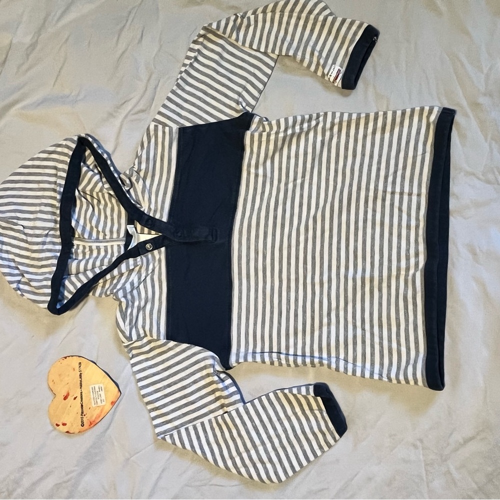Janie & Jack Navy and Gray Striped Hoodie
